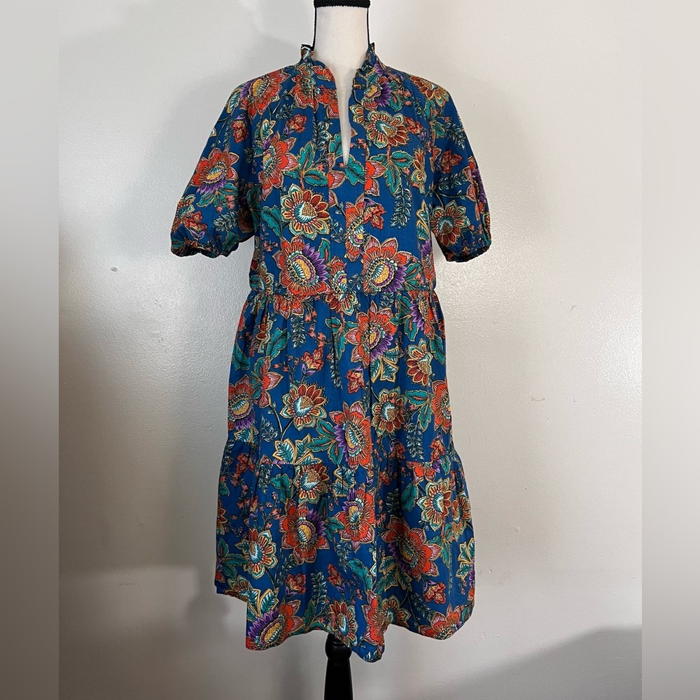 Floral Tiered Ruffle Neck Midi Dress - Picture 3 of 4